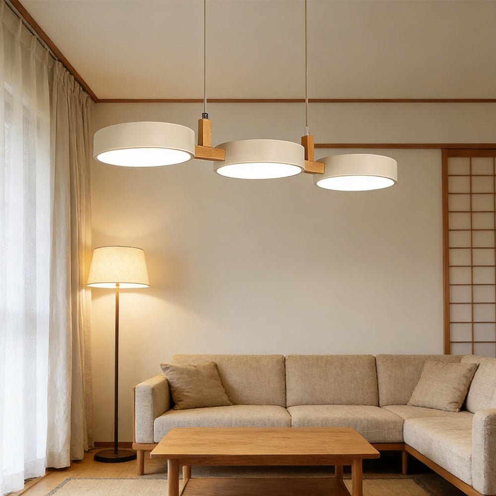 Triple Hanging Lamp for Kitchen Island & Dining Table – Mixed-Material Fixture with Adjustable Cords, 30 in Span, LED-Ready