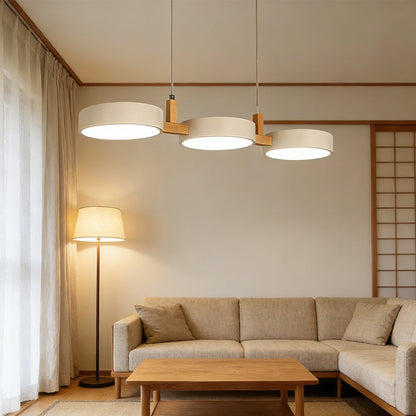 Plafonnier à trois abat-jours pour îlot de cuisine et salle à manger – Luminaire de 30 pouces en matériaux mixtes avec cordons réglables et design discret pour