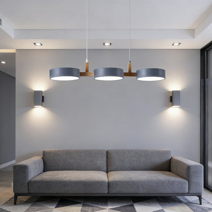 Plafonnier à trois abat-jours pour îlot de cuisine et salle à manger – Luminaire de 30 pouces en matériaux mixtes avec cordons réglables et design discret pour