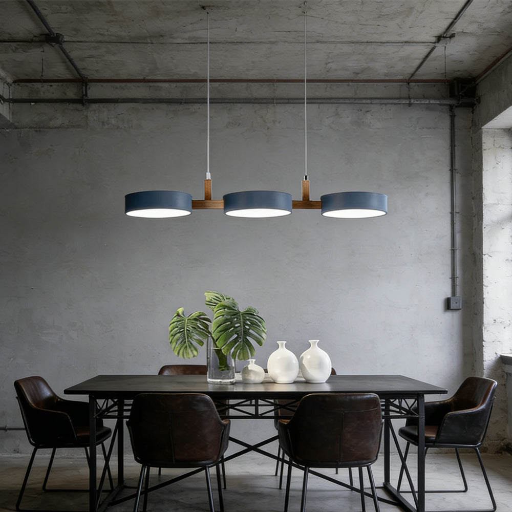 Plafonnier à trois abat-jours pour îlot de cuisine et salle à manger – Luminaire de 30 pouces en matériaux mixtes avec cordons réglables et design discret pour