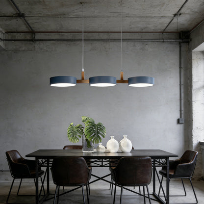 Plafonnier à trois abat-jours pour îlot de cuisine et salle à manger – Luminaire de 30 pouces en matériaux mixtes avec cordons réglables et design discret pour