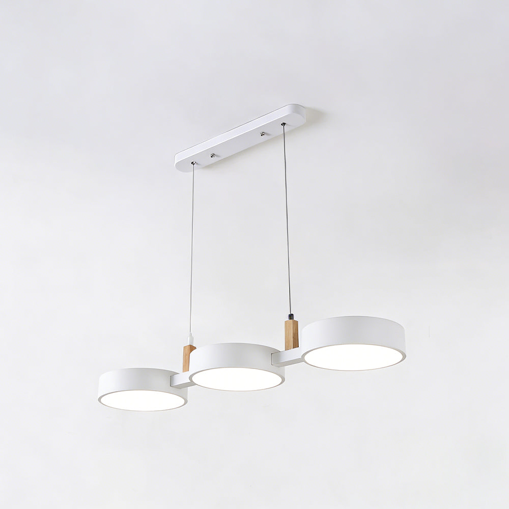 Plafonnier à trois abat-jours pour îlot de cuisine et salle à manger – Luminaire de 30 pouces en matériaux mixtes avec cordons réglables et design discret pour