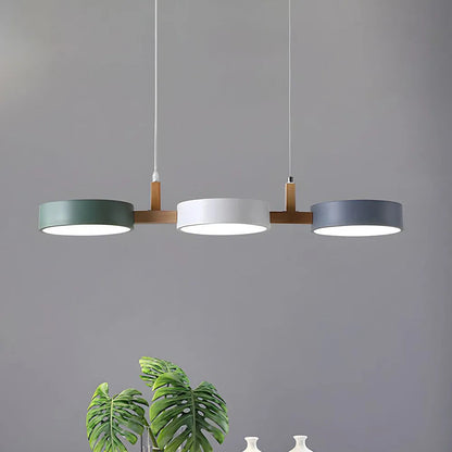 Plafonnier à trois abat-jours pour îlot de cuisine et salle à manger – Luminaire de 30 pouces en matériaux mixtes avec cordons réglables et design discret pour