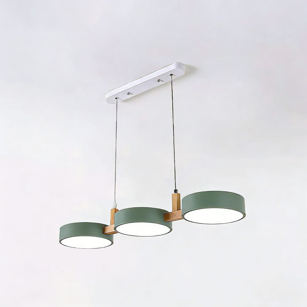 Plafonnier à trois abat-jours pour îlot de cuisine et salle à manger – Luminaire de 30 pouces en matériaux mixtes avec cordons réglables et design discret pour