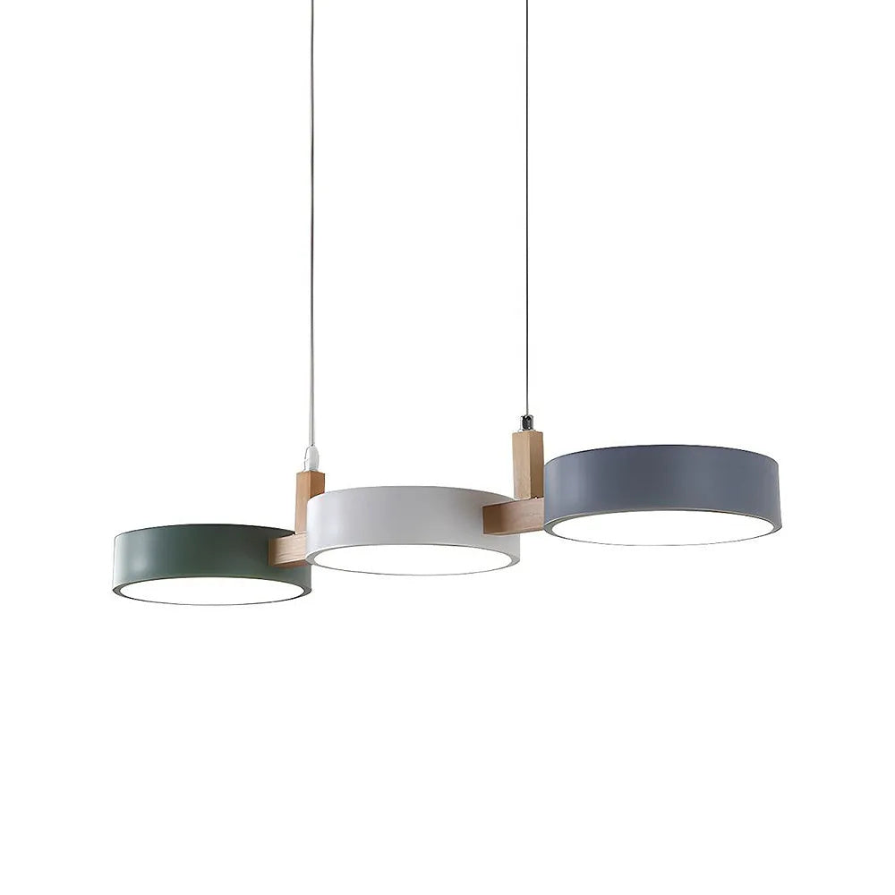 Plafonnier à trois abat-jours pour îlot de cuisine et salle à manger – Luminaire de 30 pouces en matériaux mixtes avec cordons réglables et design discret pour