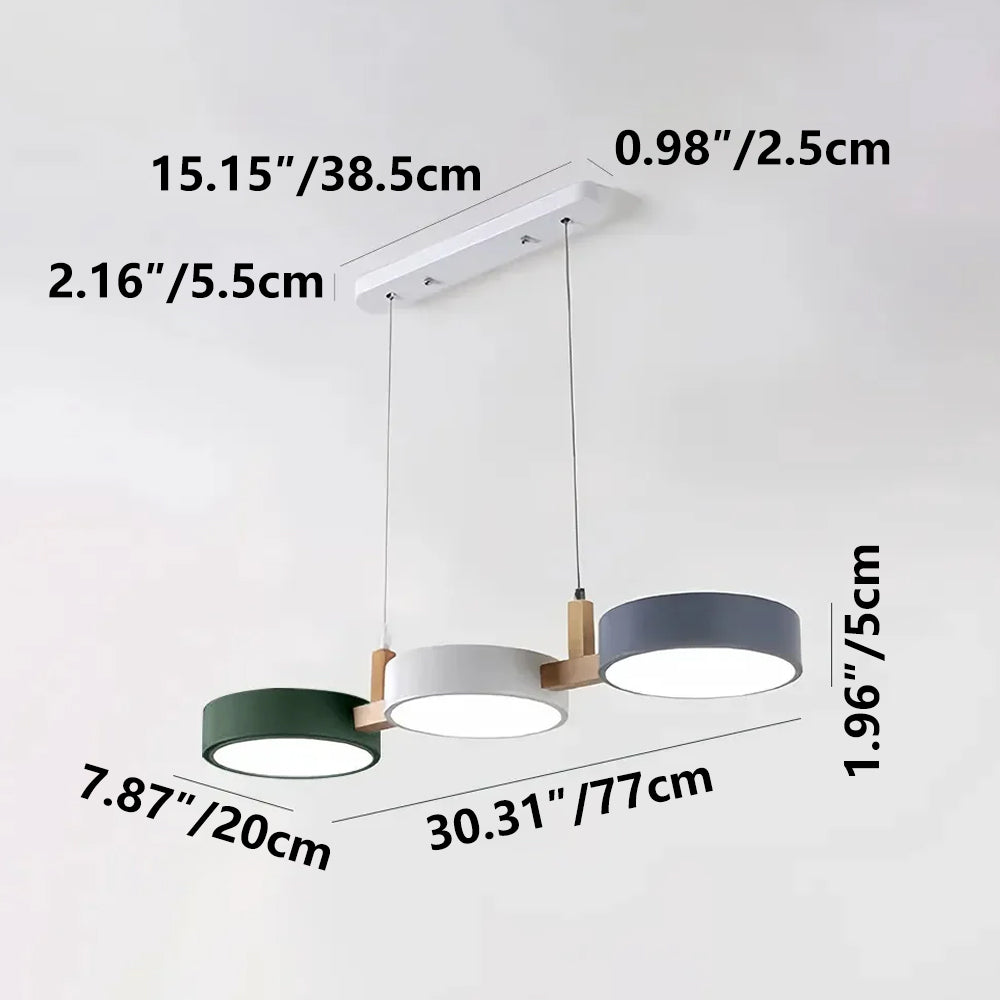 Plafonnier à trois abat-jours pour îlot de cuisine et salle à manger – Luminaire de 30 pouces en matériaux mixtes avec cordons réglables et design discret pour