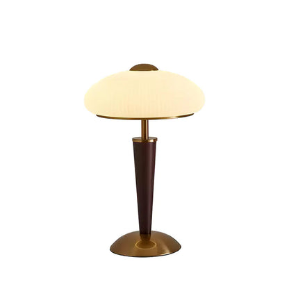 Fluted Metal & Wood Desk Lamp with Warm LED Light for Nightstand, Office & Living Room | Reading Light | Mid-Century Modern