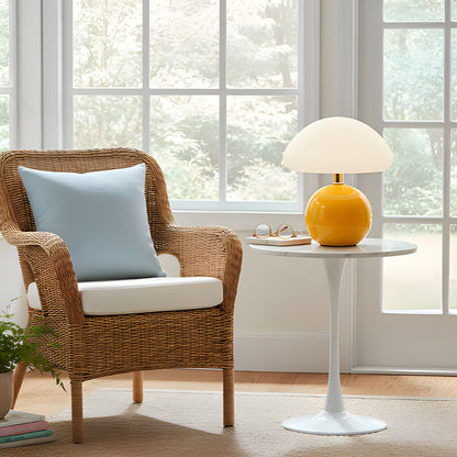 Ceramic Accent Lamp 9 in LED Mushroom Style 24W for Nightstand Office Living Space Soft Illumination