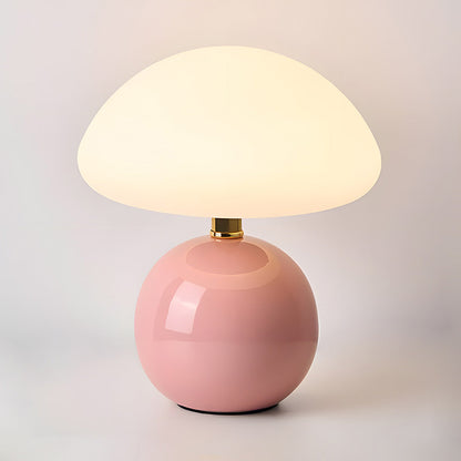 Ceramic Accent Lamp 9 in LED Mushroom Style 24W for Nightstand Office Living Space Soft Illumination