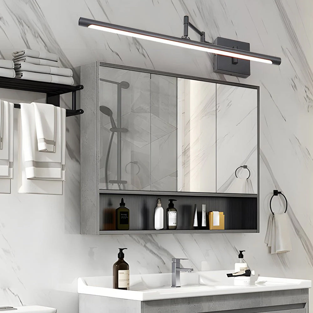Swivel Arm Vanity Light Fixture Matte Black Iron LED Task Lighting for Bathroom Mirror Makeup Grooming Modern Minimalist Wall Mount Rotatabl
