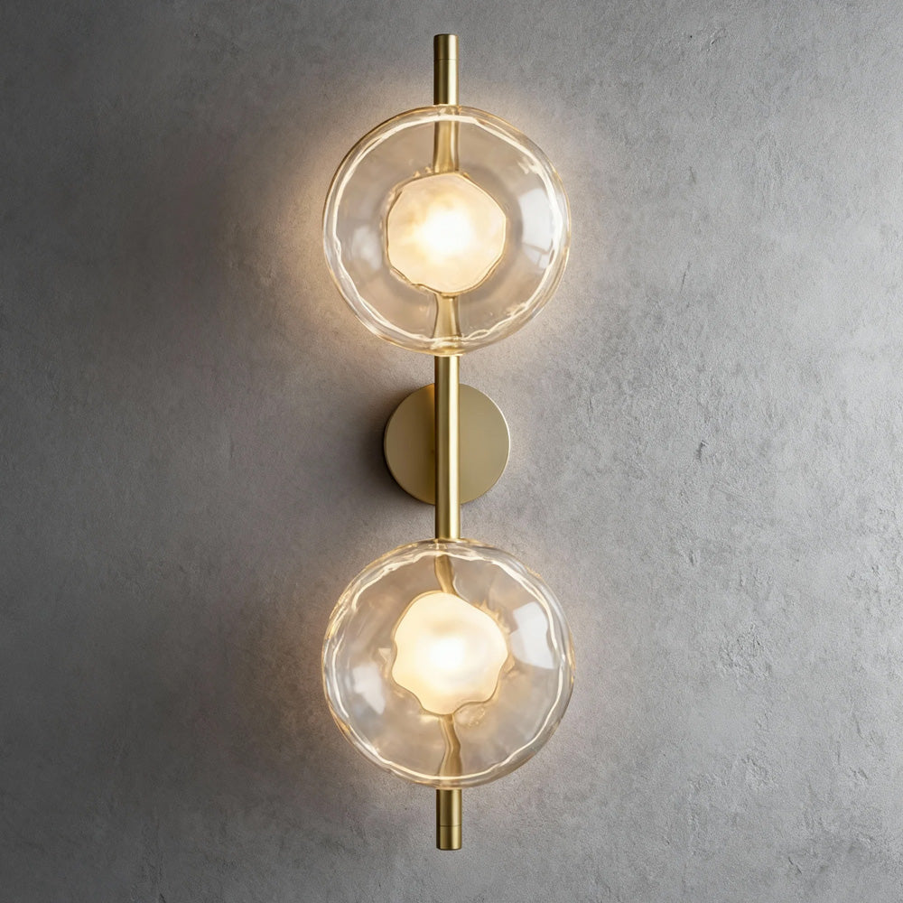 Glass Sconce Light Fixture for Bedroom & Hallway – Iron Frame LED Accent Lighting 8 Inch – Indoor Wall Mount Ambient Light