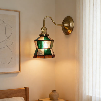 Stained Glass Sconce with Copper Frame E27 Socket Indoor Accent Fixture for Entryways Staircases Reading Nooks Vintage-Inspired Art Deco Lig