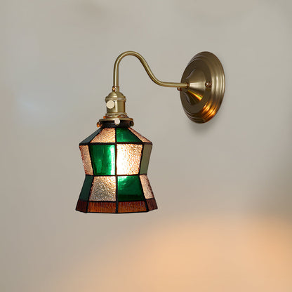 Stained Glass Sconce with Copper Frame E27 Socket Indoor Accent Fixture for Entryways Staircases Reading Nooks Vintage-Inspired Art Deco Lig