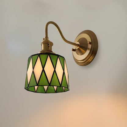 Stained Glass Sconce with Copper Frame E27 Socket Indoor Accent Fixture for Entryways Staircases Reading Nooks Vintage-Inspired Art Deco Lig