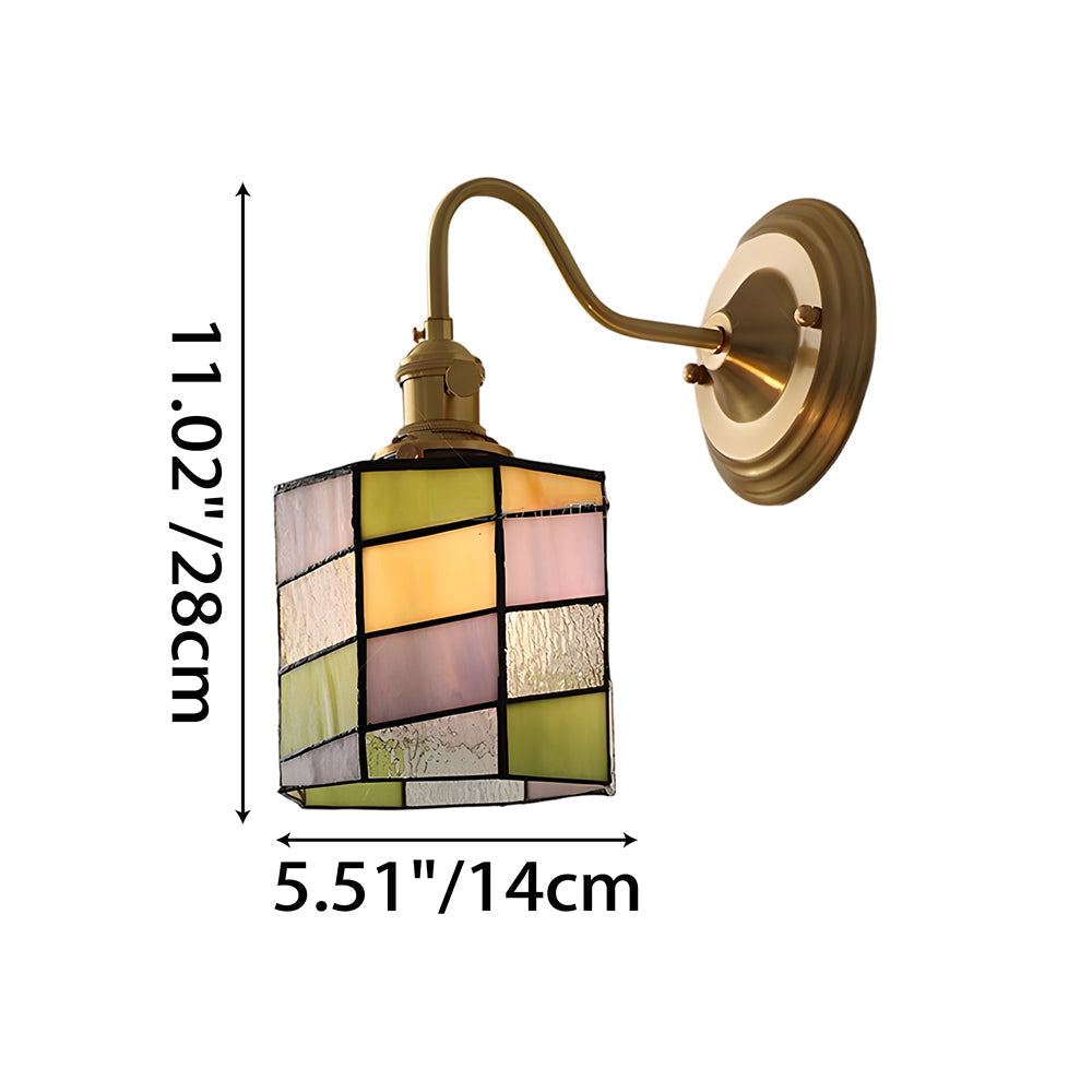 Stained Glass Sconce with Copper Frame E27 Socket Indoor Accent Fixture for Entryways Staircases Reading Nooks Vintage-Inspired Art Deco Lig