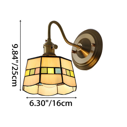 Stained Glass Sconce with Copper Frame E27 Socket Indoor Accent Fixture for Entryways Staircases Reading Nooks Vintage-Inspired Art Deco Lig