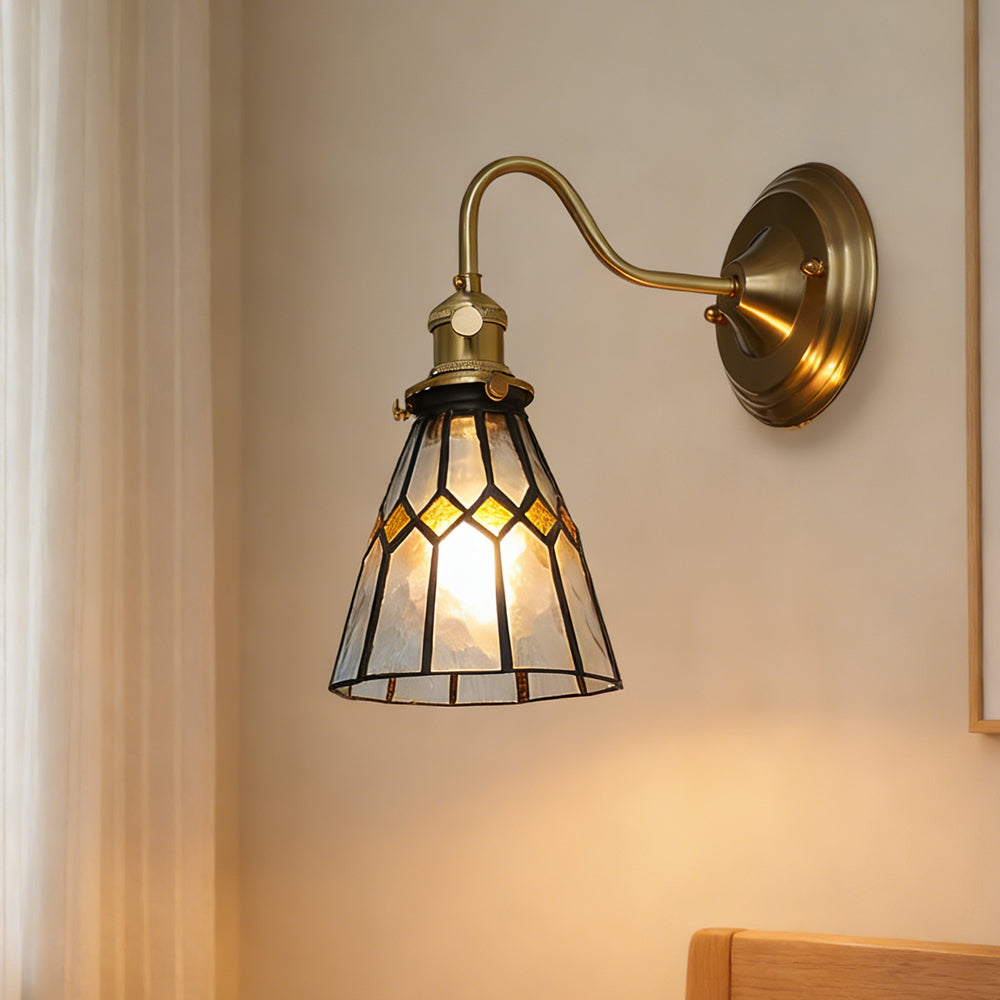 Stained Glass Sconce with Copper Frame E27 Socket Indoor Accent Fixture for Entryways Staircases Reading Nooks Vintage-Inspired Art Deco Lig