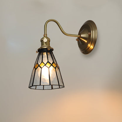 Stained Glass Sconce with Copper Frame E27 Socket Indoor Accent Fixture for Entryways Staircases Reading Nooks Vintage-Inspired Art Deco Lig