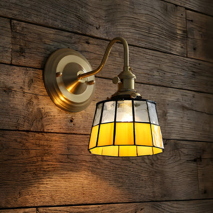 Stained Glass Sconce with Copper Frame E27 Socket Indoor Accent Fixture for Entryways Staircases Reading Nooks Vintage-Inspired Art Deco Lig