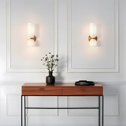 Dual-Arm Sconce with Clear Glass Shades 14 Inch Height Swivel Heads for Bedside Task Reading Hallway Entry Hardwired 110V E12 Socket Up to 4