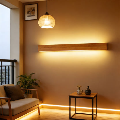 Circular Wood & Acrylic Sconce LED Fixture for Bedrooms, Hallways & Reading Nooks Natural Finish Ambient Lighting E26/E27 Direct Wire Modern
