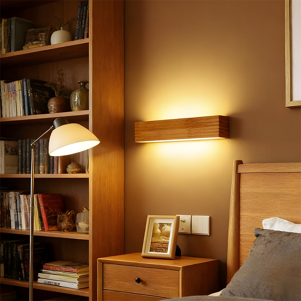 Circular Wood & Acrylic Sconce LED Fixture for Bedrooms, Hallways & Reading Nooks Natural Finish Ambient Lighting E26/E27 Direct Wire Modern
