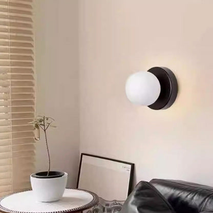 Metal Sconce with Glass Dome – Compact 4.7-Inch Fixture for Hallways, Bedrooms & Entryways – E26 Base 6W Indoor Accent Lighting – Rust-Proof