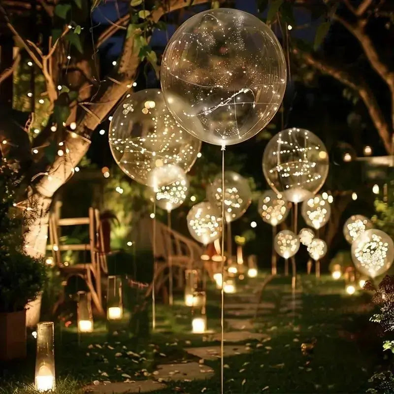 Illuminated Party Balloons 10-Pack Clear 18" LED String Light Battery Powered for Weddings Birthdays Indoor Outdoor Events Reusable Decor