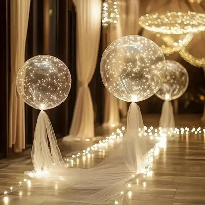 Illuminated Party Balloons 10-Pack Clear 18" LED String Light Battery Powered for Weddings Birthdays Indoor Outdoor Events Reusable Decor