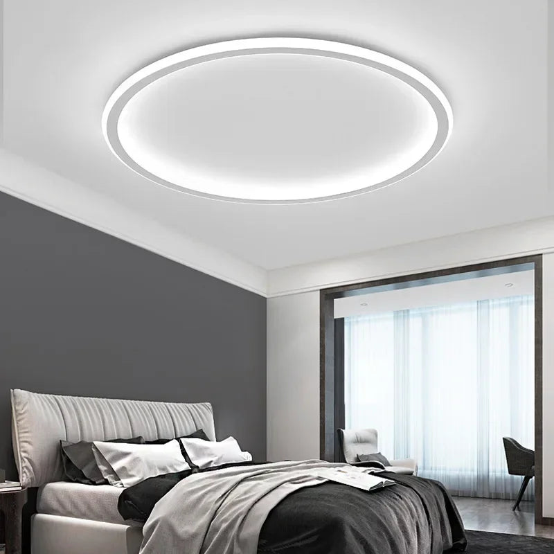 LED Flush Mount Ceiling Light 24-Inch Round Aluminum Contemporary Fixture for Bedroom Living Room Home Office Dimmable Modern Circle Overhea