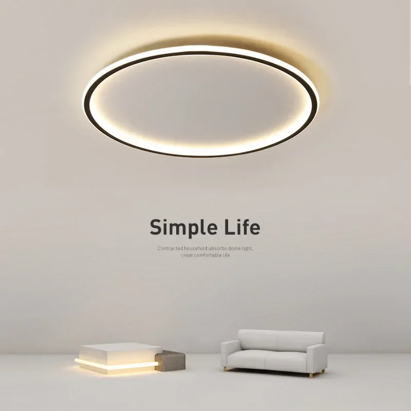 LED Flush Mount Ceiling Light 24-Inch Round Aluminum Contemporary Fixture for Bedroom Living Room Home Office Dimmable Modern Circle Overhea