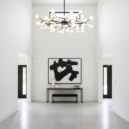 Acrylic Branch Chandelier with Adjustable LED Lights for Dining Room & Entryway - 30 to 63 Light Branches - Dimmable Gold or Black Metal Fin