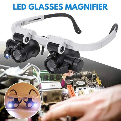 Hands-Free Magnifying Headset with LED Lights – 8x, 15x & 23x Interchangeable Lenses for Precision Work, Jewelry Repair, Electronics