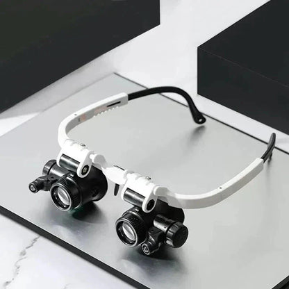Hands-Free Magnifying Headset with LED Lights – 8x, 15x & 23x Interchangeable Lenses for Precision Work, Jewelry Repair, Electronics