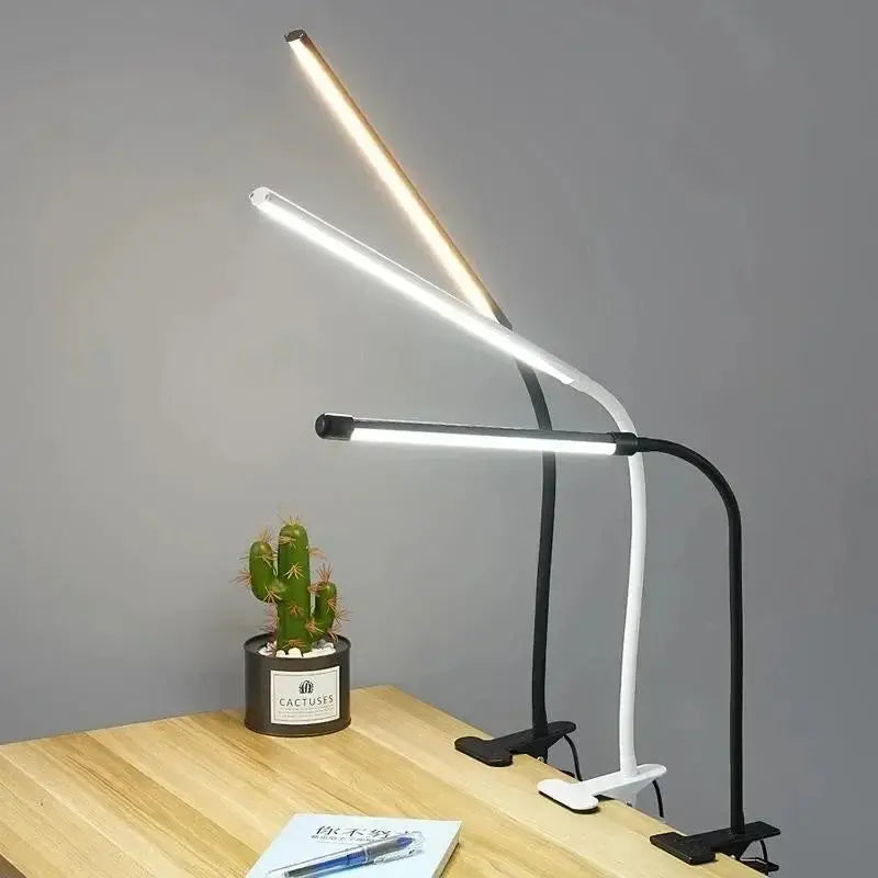 USB Clip-On Desk Lamp with Flexible Gooseneck and Dimmer for Home Office, Reading, and Bedside