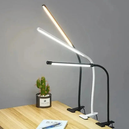 USB Clip-On Desk Lamp with Flexible Gooseneck and Dimmer for Home Office, Reading, and Bedside