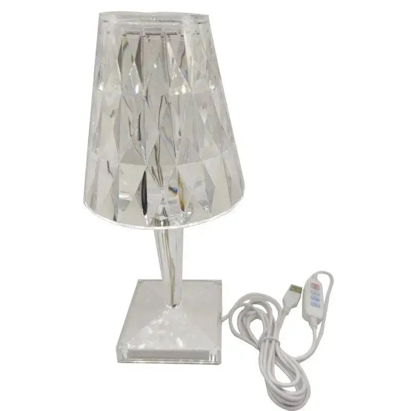 Lampe de table LED en cristal sans fil avec commande tactile et batterie rechargeable pour éclairage d'ambiance de chambre, table de chevet, bureau et salon