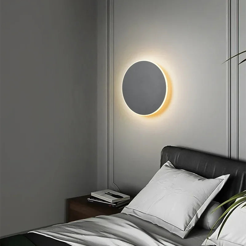 Round LED Sconce 10W Aluminum Fixture 12 Inch Warm White Light for Bedroom Hallway Living Room Modern Minimalist Touch Control or Standard S