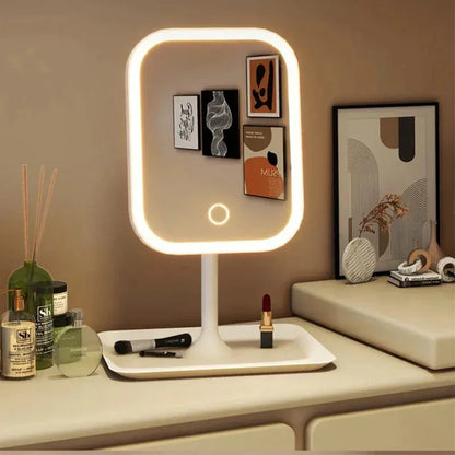 Lighted Makeup Mirror with Touch Control, Cordless Vanity Mirror with 3 Color Temperatures, Adjustable Brightness for Bedroom & Bathroom