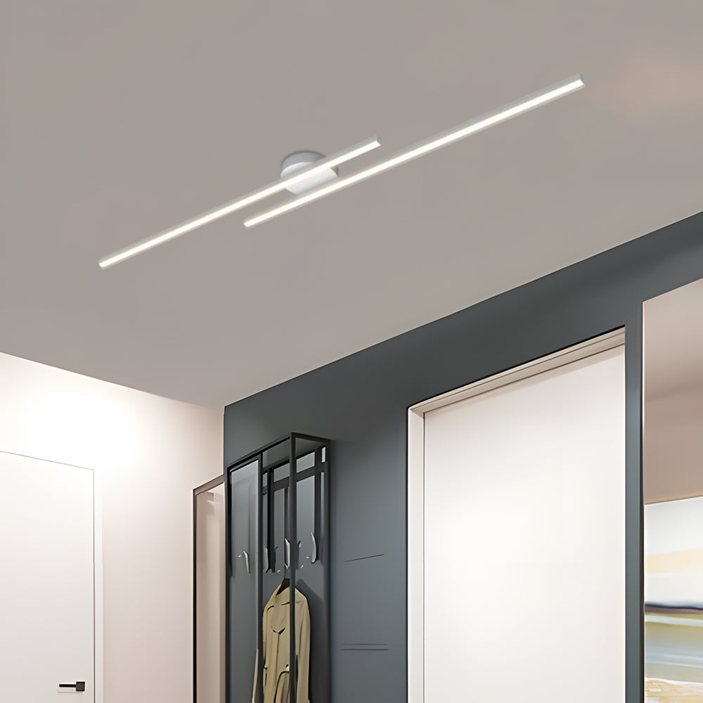Flush Mount LED Overhead Light | Black Aluminum Linear Low-Profile Fixture for Bedrooms, Entryways & Compact Spaces | Modern Minimalist Desi