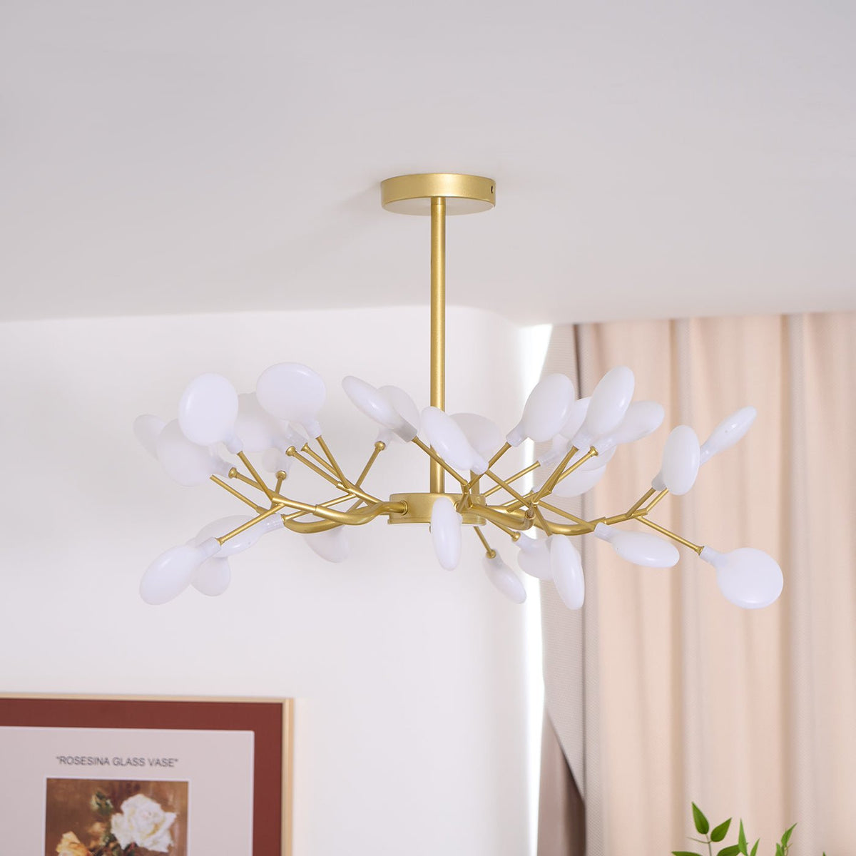 Lustre LED à branches, doré et acrylique, luminaire moderne à bras multiples pour salle à manger, salon, chambre, éclairage réglable
