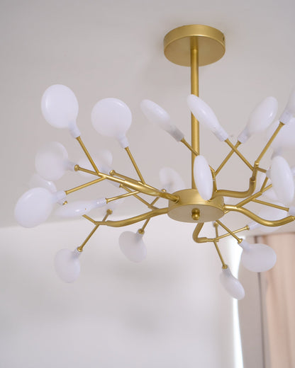 Acrylic Branch Chandelier with Adjustable LED Lights for Dining Room & Entryway - 30 to 63 Light Branches - Dimmable Gold or Black Metal Fin