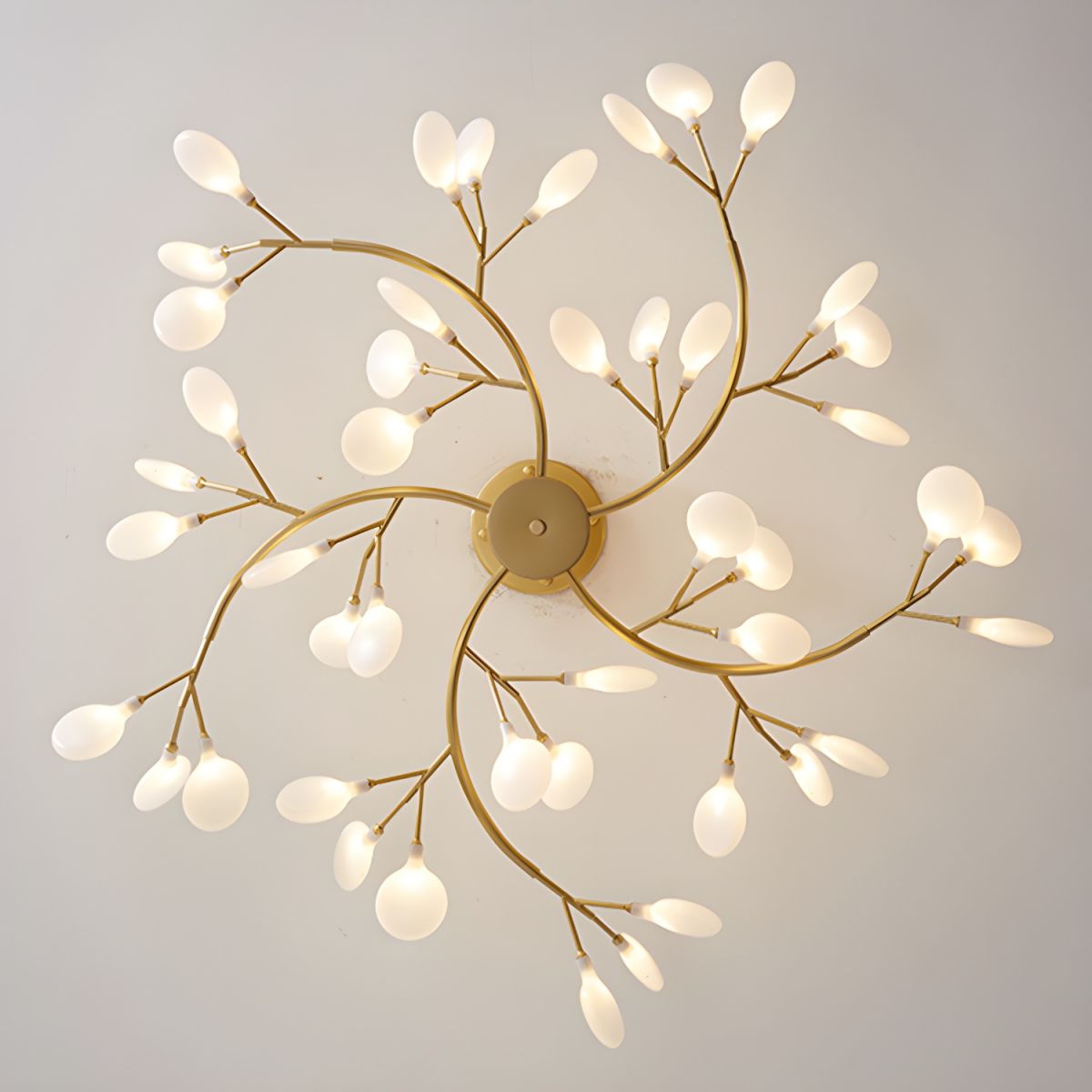 Acrylic Branch Chandelier with Adjustable LED Lights for Dining Room & Entryway - 30 to 63 Light Branches - Dimmable Gold or Black Metal Fin