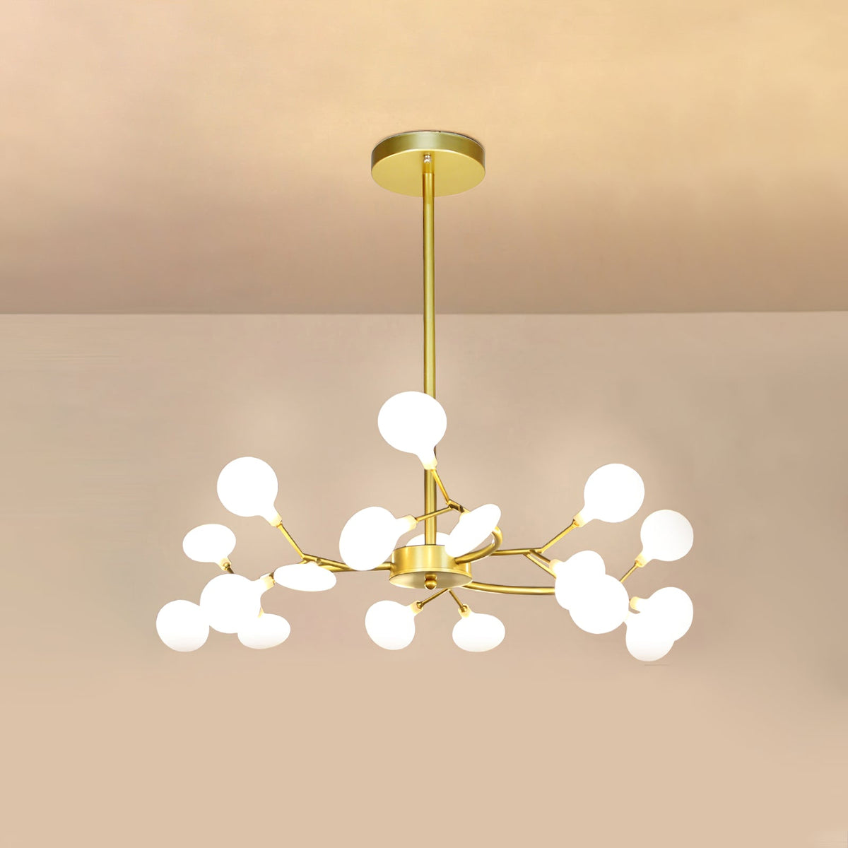 Lustre LED à branches, doré et acrylique, luminaire moderne à bras multiples pour salle à manger, salon, chambre, éclairage réglable