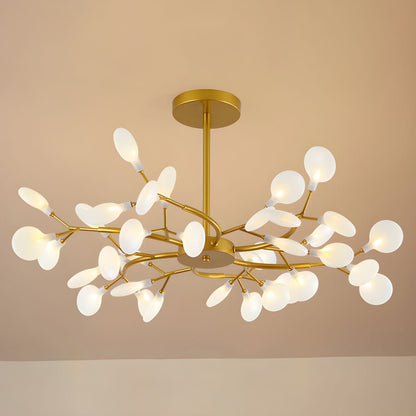 Acrylic Branch Chandelier with Adjustable LED Lights for Dining Room & Entryway - 30 to 63 Light Branches - Dimmable Gold or Black Metal Fin