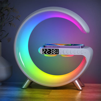 LED Smart Lamp with Wireless Charging, Bluetooth Speaker, and RGB Light Effects