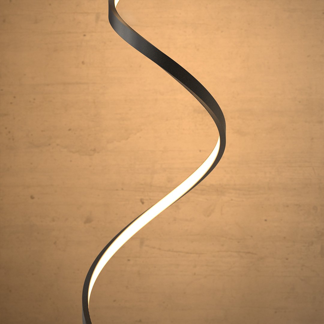 Sculptural Spiral LED Standing Lamp 52 inches Adjustable Brightness Aluminum Contemporary Living Room Bedroom Home Office Remote Dimmable