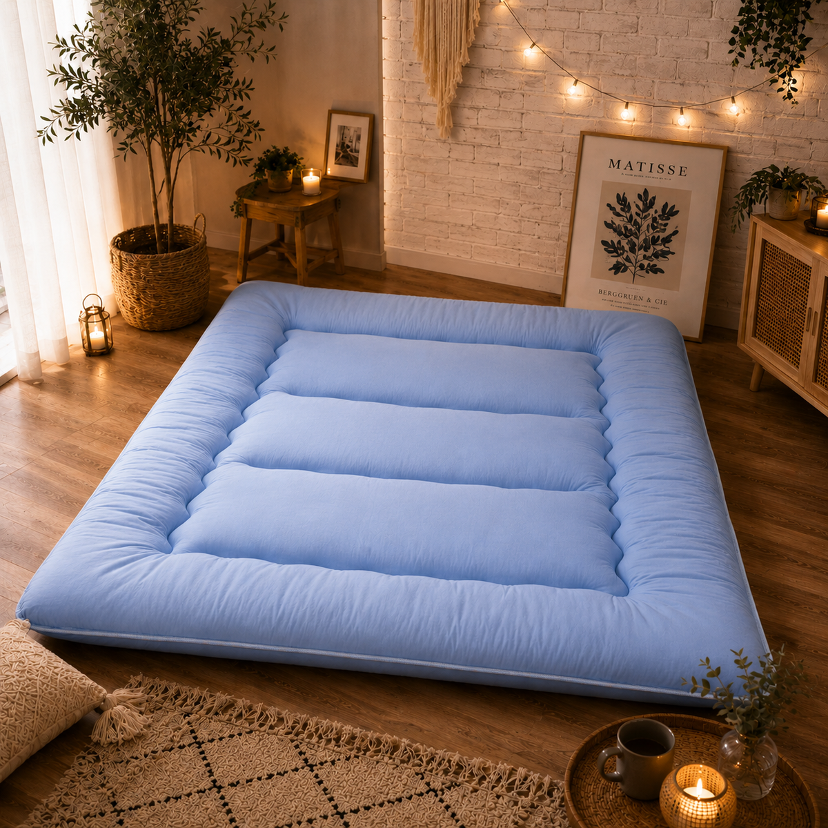 Matelas de sol pliable de 10 cm d'épaisseur, futon japonais enroulable, matelas pliant matelassé lavable