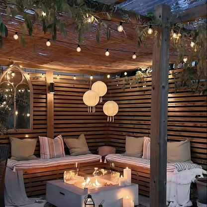 Globe lumineux LED pliable et résistant aux intempéries avec capteur crépusculaire pour terrasse, jardin et cour – Éclairage suspendu