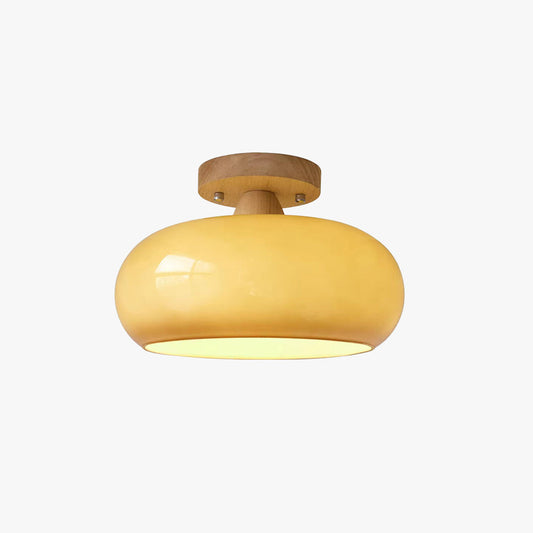 Plafonnier encastré en bois et verre, douille E27, finition naturelle, pour salles à manger, chambres, couloirs, décoration d'intérieur style scandinave ou Japandi